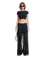 SHEIN DAMSKIE SPODNIE CZARNE PROSTE PRZEŚWITUJĄCE 38 11DB Shein