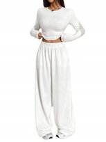 SHEIN DAMSKIE SPODNIE DRESOWE BIAŁE GUMA W PASIE 36 11GC Shein