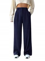 SHEIN GRANATOWE ELEGANCKIE SPODNIE W KANT DŁUGIE PROSTE 38 11ED Shein