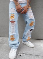SHEIN JEANSY Z NASZYWKAMI NIEBIESKIE CASUAL M 1V7Q Shein