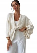 SHEIN KARDIGAN BEŻOWY Z LUŹNYM RĘKAWEM DO BIODER 34 11EA Shein