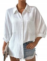 SHEIN KOSZULA DAMSKA BIAŁA BAWEŁNIANA NA GUZIKI 36 1Ł5M Shein
