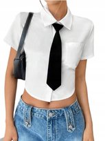 SHEIN KOSZULA DAMSKA BIAŁA KRÓTKA GŁADKA 36 1ŁRR Shein
