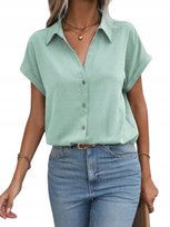 SHEIN KOSZULA DAMSKA ZIELONA Z KRÓTKIM RĘKAWEM 36 1DB Shein