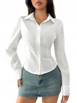 SHEIN KOSZULA ROZPINANA Z DŁUGIM RĘKAWEM KREMOWA 40/42 1ŁYH Shein