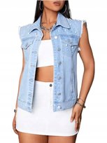 SHEIN KURTKA JEANSOWA DAMSKA BEZ RĘKAWÓW 34 ŁRJ Shein