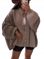 SHEIN LUŹNY BEŻOWY SWETER Z PERŁOWYMI GUZIKAMI XS 11KA Shein