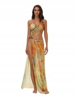 SHEIN PAREO PLAŻOWE DŁUGIE WZÓR PRINT ŻÓŁTE Z ZASZEWKĄ M 1EC Shein