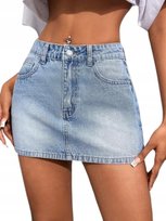 SHEIN PETITE JEANSOWA MINI SPÓDNICA Z ZAMKIEM I GUZIKIEM M 11HA Shein
