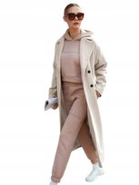 SHEIN PŁASZCZ BEŻOWY KLASYCZNY GŁADKI BASIC M ŁŁE Shein