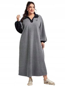 Shein Plus Size Sukienka Szara Prosta Midi 48 Łks - Shein