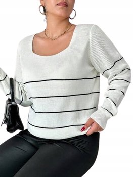 Shein Plus Size Sweter Damski Plus Size Ecru w Paski 48 Łud - Shein