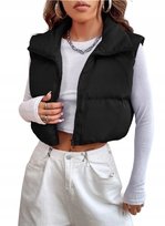 SHEIN PUCHOWA KAMIZELKA DAMSKA CZARNA KRÓTKA 34 11LA Shein