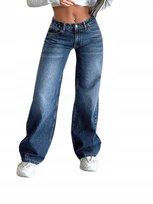 SHEIN SPODNIE JEANSOWE DLA NISKICH GRANATOWE PROSTE S 11KE Shein