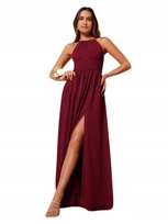 Shein Sukienka Maxi Bordowa Koktajlowa 36 Łll Shein