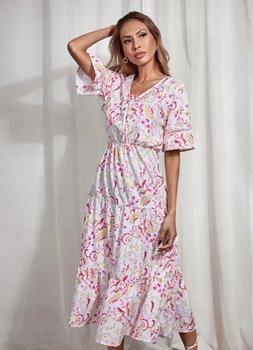 Shein Sukienka z Krótkim Rękawem Wzorzysta L V3w - Shein