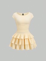 SHEIN SUKIENKA ŻÓŁTA Z FALBANKAMI I MINI PASTELOWA S 1MA Shein