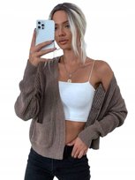 SHEIN SWETER DAMSKI BRĄZOWY NARZUTKA CASUAL 38 Ł_A Shein