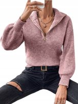 Shein Sweter Damski Różowy Z Zamkiem Basic 38 Łsf Shein