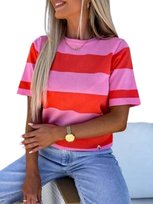 SHEIN SWETER DAMSKI W SZEROKIE PASKI Z KRÓTKIM RĘKAWEM S 21GA Shein