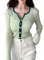 SHEIN SWETER ZIELONY NA GUZIKI DO PASA M ŁNH Shein
