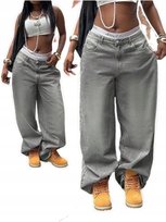 SHEIN SZARE JEANSY MOM JEANS Z WYSOKIM STANEM I PRZETARCIAMI L 1JD Shein