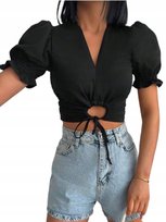 SHEIN TOP DAMSKI CZARNY WIĄZANY KRÓTKI 42 1ŁYG Shein
