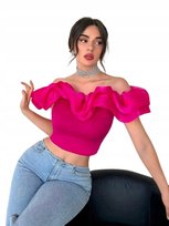 Shein top damski różowy z odkrytymi ramionami krótki damski 38 11BD Shein