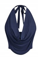 SHEIN TOP WIĄZANY NA SZYI GRANATOWY 38 1HB Shein