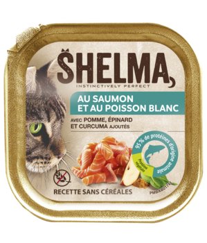 Shelma Alucup Cat Salmon And White Fish, With Added Apple And Spinach, Curcuma - Shelma