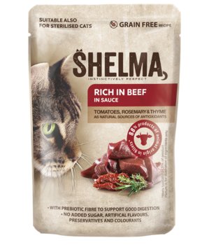 Shelma Grain Free Fillets Rich In Beef, With Tomatoes And Herbs In Sauce 85 G - Shelma