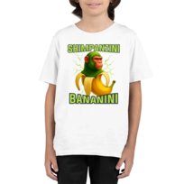 Shimpanzini bananini - Italian Brainrot - dziecięca koszulka viral trend rozmiar 7/8 lat BIAŁA