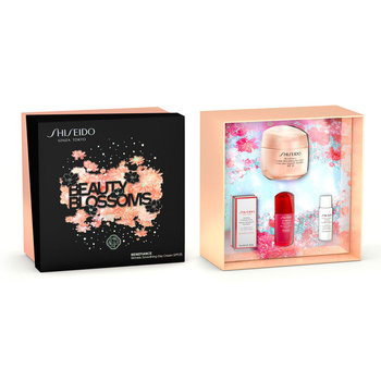 Shiseido Beauty Blossoms Zestaw benefiance wrinkle smoothing day cream spf 25 50ml + power infusing 10ml + treatment softener enriched 7ml + clarifying cleansing foam 5ml - Shiseido