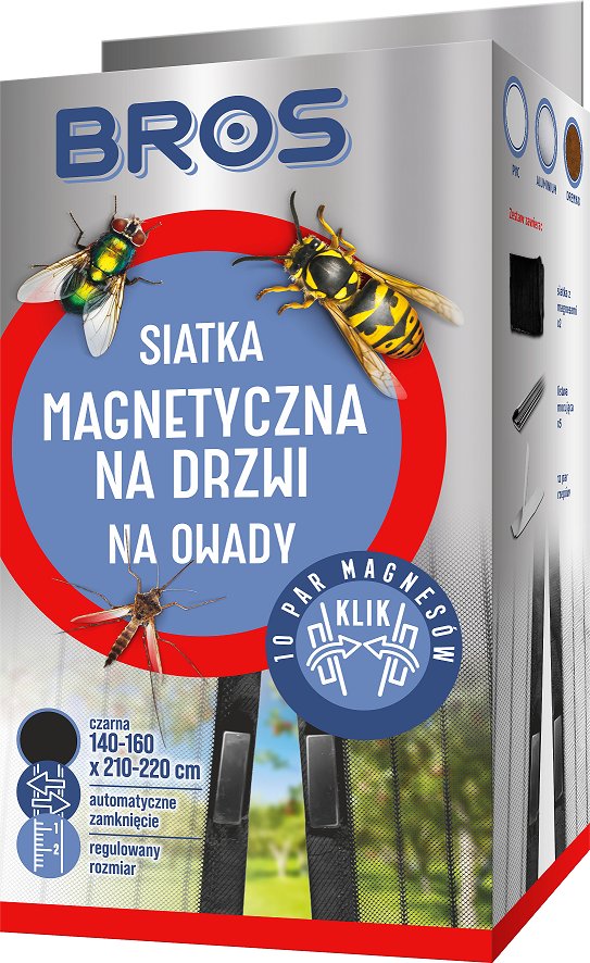 Siatka na drzwi magnetyczna 160x220 czarna - Bros