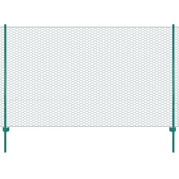 Siatka ogrodzeniowa ze słupkami VIDAXL, zielona, 1,5x25 m - vidaXL