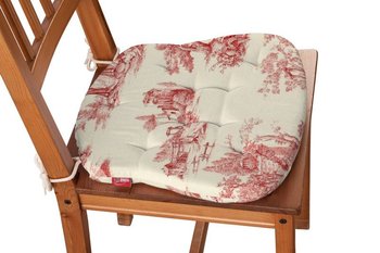 Siedzisko Filip na krzesło DEKORIA Avinon, tło ecru, czerwone postacie, 41x38x3,5 cm - Dekoria