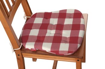 Siedzisko Filip na krzesło DEKORIA Quadro, czerwono biała krata, 41x38x3,5 cm - Dekoria