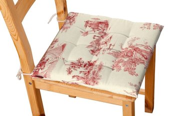 Siedzisko Karol na krzesło DEKORIA Avinon, tło ecru, czerwone postacie, 40x40x3,5 cm - Dekoria
