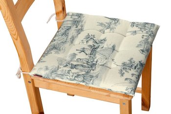 Siedzisko Karol na krzesło DEKORIA Avinon, tło ecru, niebieskie postacie, 40x40x3,5 cm - Dekoria