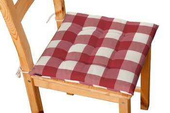 Siedzisko Karol na krzesło DEKORIA Quadro, czerwono biała krata, 40x40x3,5 cm - Dekoria