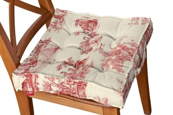 Siedzisko Kuba na krzesło DEKORIA Avinon, tło ecru, czerwone postacie, 50x50x10 cm - Dekoria