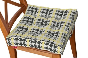 Siedzisko Kuba na krzesło DEKORIA Brooklyn, żółto - czarna pepitka, 50x50x10 cm - Dekoria