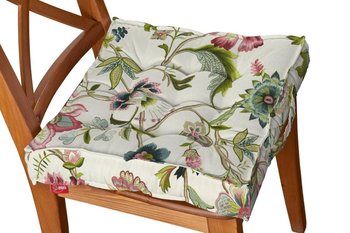 Siedzisko Kuba na krzesło DEKORIA Londres, kolorowe kwiaty na jasnym tle, 50x50x10 cm - Dekoria