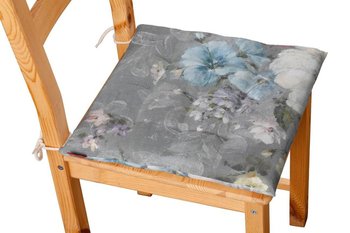Siedzisko na krzesło DEKORIA Monet, Karol, szare, niebieskie i różowe kwiaty, 40x40 cm - Dekoria