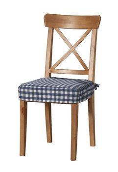 Siedzisko na krzesło Ingolf, granatowo biała kratka (1,5x1,5cm), krzesło Inglof, Quadro - Dekoria