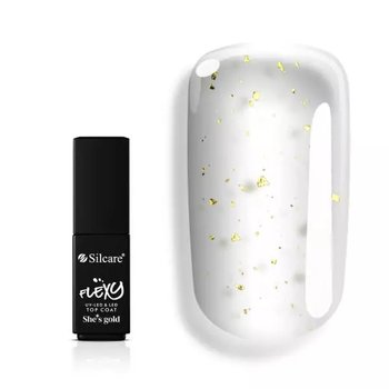 Silcare, Flexy She's Gold Top Coat preparat nawierzchniowy z drobinkami w kolorze złota 4.5g - Silcare