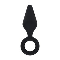 Silicone Anal Plug with Loop - L - Black SHOT