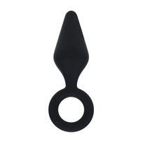 Silicone Anal Plug with Loop - M - Black SHOT