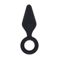 Silicone Anal Plug with Loop - S - Black SHOT