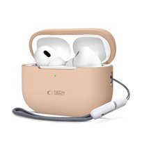 SILICONE ETUI SILIKONOWE OBUDOWA POKROWIEC + KARABIŃCZYK CASE DO APPLE AIRPODS PRO 1 / 2 - CAFFE LATTE TECH-PROTECT
